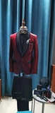 酒红色高档礼服套装