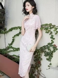 粉色高档旗袍